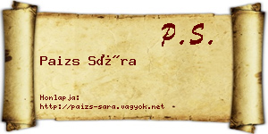 Paizs Sára névjegykártya