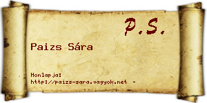 Paizs Sára névjegykártya
