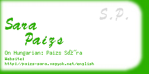 sara paizs business card